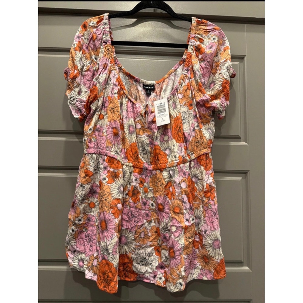 Torrid Size 2 2X Retro Floral Babydoll Top Floral Multi